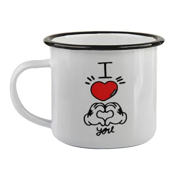 comics hands love, Κούπα εμαγιέ με μαύρο χείλος 360ml