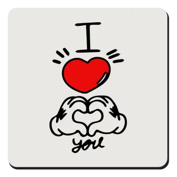 comics hands love, Τετράγωνο μαγνητάκι ξύλινο 9x9cm