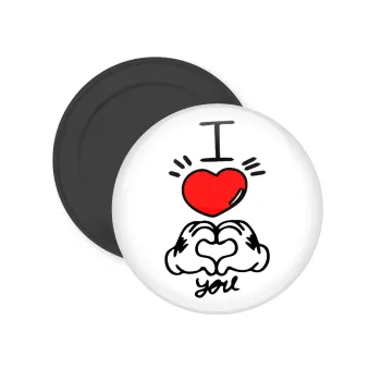 comics hands love, Μαγνητάκι ψυγείου στρογγυλό διάστασης 5cm