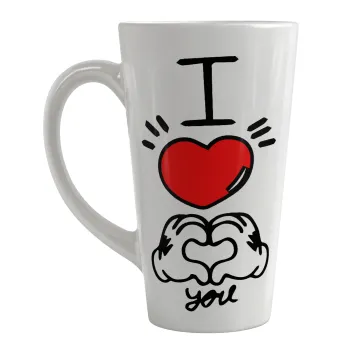 comics hands love, Κούπα κωνική Latte Μεγάλη, κεραμική, 450ml