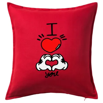 comics hands love, Sofa cushion RED 50x50cm includes filling