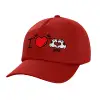 Adult Baseball Cap, 100% Cotton, Red (COTTON, ADULT, UNISEX, ONE SIZE)