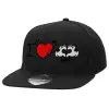 Adult Flat Snapback Hat Black, (100% COTTON TWILL, ADULT, UNISEX, ONE SIZE)