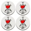 SET of 4 round wooden coasters (9cm)