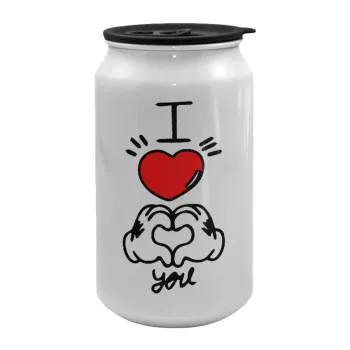 comics hands love, Κούπα ταξιδιού μεταλλική με καπάκι (tin-can) 500ml