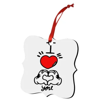 comics hands love, Christmas ornament polygon wooden 7.5cm