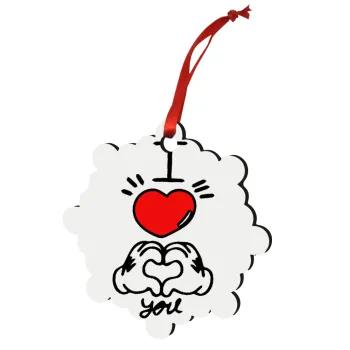 comics hands love, Στολίδι Χριστουγεννιάτικο στολίδι snowflake ξύλινο 7.5cm