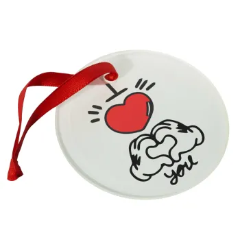 comics hands love, Christmas ornament glass 9cm