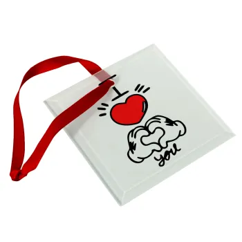 comics hands love, Christmas ornament, glass square ornament 9x9cm