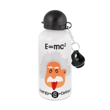 E=mc2 Energy = Milk*Coffe, Metal water bottle, White, aluminum 500ml