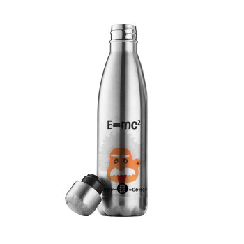 E=mc2 Energy = Milk*Coffe, Inox (Stainless steel) double-walled metal mug, 500ml