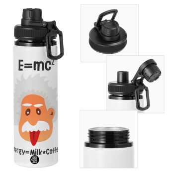 E=mc2 Energy = Milk*Coffe, Metal water bottle with safety cap, aluminum 850ml