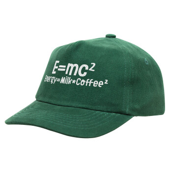 E=mc2 Energy = Milk*Coffe, Καπέλο παιδικό Baseball, 100% Βαμβακερό Drill, ΠΡΑΣΙΝΟ (ΒΑΜΒΑΚΕΡΟ, ΠΑΙΔΙΚΟ, ONE SIZE)
