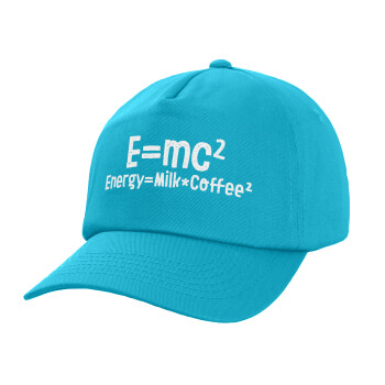 E=mc2 Energy = Milk*Coffe, Καπέλο παιδικό Baseball, 100% Βαμβακερό,  Γαλάζιο