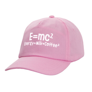 E=mc2 Energy = Milk*Coffe, Καπέλο παιδικό Baseball, 100% Βαμβακερό, Low profile, ΡΟΖ