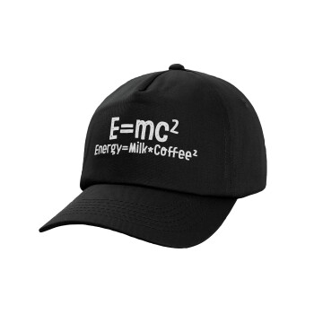 E=mc2 Energy = Milk*Coffe, Καπέλο Baseball, 100% Βαμβακερό, Low profile, Μαύρο