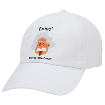 E=mc2 Energy = Milk*Coffe, Καπέλο Baseball Λευκό (5-φύλλο, unisex)