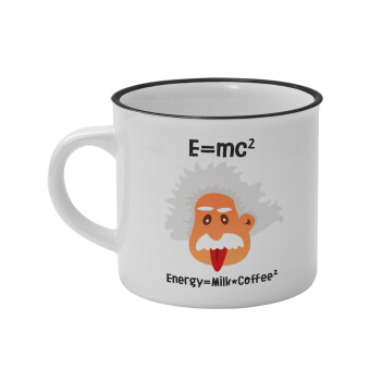 E=mc2 Energy = Milk*Coffe, Κούπα κεραμική vintage Λευκή/Μαύρη 230ml