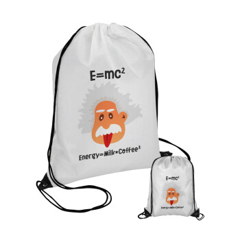E=mc2 Energy = Milk*Coffe, Τσάντα πουγκί με μαύρα κορδόνια (1 τεμάχιο)