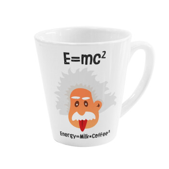 E=mc2 Energy = Milk*Coffe, Κούπα κωνική Latte Λευκή, κεραμική, 300ml