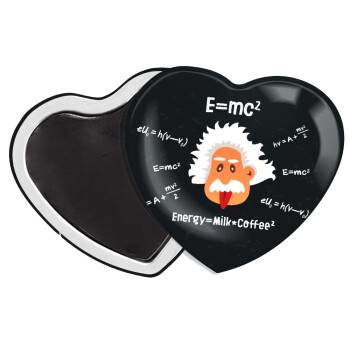 E=mc2 Energy = Milk*Coffe, Μαγνητάκι καρδιά (57x52mm)