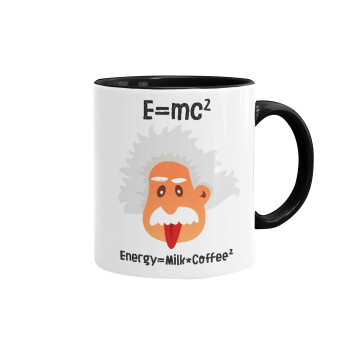 E=mc2 Energy = Milk*Coffe, Κούπα χρωματιστή μαύρη, κεραμική, 330ml