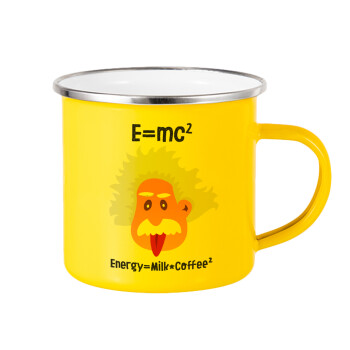 E=mc2 Energy = Milk*Coffe, Κούπα Μεταλλική εμαγιέ Κίτρινη 360ml