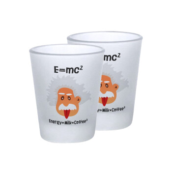 E=mc2 Energy = Milk*Coffe, Σφηνοπότηρα γυάλινα 45ml του πάγου (2 τεμάχια)