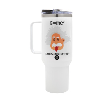 E=mc2 Energy = Milk*Coffe, Mega Stainless steel Tumbler with lid, double wall 1,2L