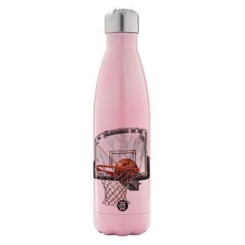Basketball, Metal mug thermos Pink Iridiscent (Stainless steel), double wall, 500ml