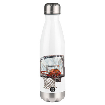Basketball, Metal mug thermos White (Stainless steel), double wall, 500ml