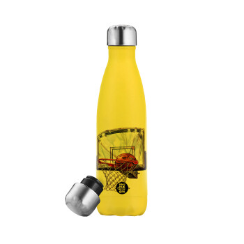 Basketball, Yellow Stainless Steel Metallic Thermos, double-walled, 500ml