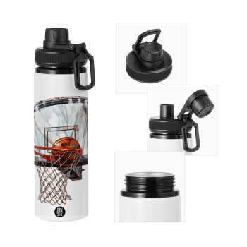 Basketball, Metal water bottle with safety cap, aluminum 850ml