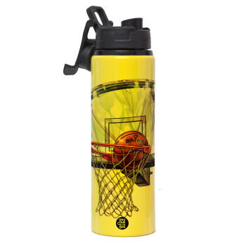 Basketball, Metallic water bottle with safety lid, 850ml aluminum
