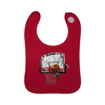 Basketball, Σαλιάρα με Σκρατς Κόκκινη 100% Organic Cotton (0-18 months)