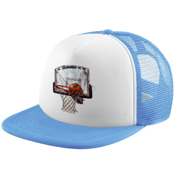 Basketball, Καπέλο παιδικό Soft Trucker με Δίχτυ Γαλάζιο/Λευκό