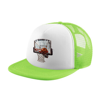 Basketball, Καπέλο παιδικό Soft Trucker με Δίχτυ ΠΡΑΣΙΝΟ/ΛΕΥΚΟ (POLYESTER, ΠΑΙΔΙΚΟ, ONE SIZE)