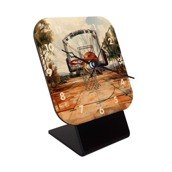 Basketball, Επιτραπέζιο ρολόι σε φυσικό ξύλο (10cm)