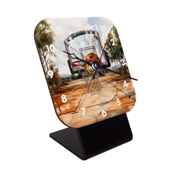 Basketball, Quartz Wooden table clock with hands (10cm)