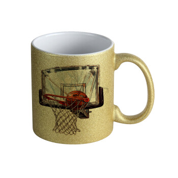 Basketball, Κούπα Χρυσή Glitter που γυαλίζει, κεραμική, 330ml