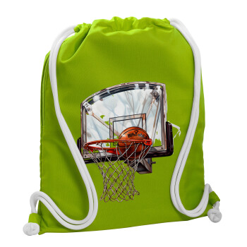 Basketball, Τσάντα πλάτης πουγκί GYMBAG LIME GREEN, με τσέπη (40x48cm) & χονδρά κορδόνια