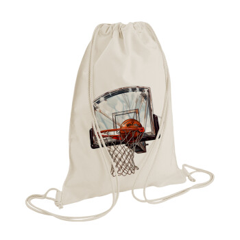 Basketball, Τσάντα πλάτης πουγκί GYMBAG natural (28x40cm)