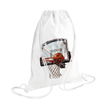 Basketball, Τσάντα πλάτης πουγκί GYMBAG λευκή (28x40cm)