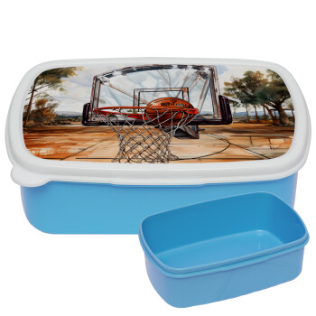 Basketball, ΜΠΛΕ παιδικό δοχείο φαγητού (lunchbox) πλαστικό (BPA-FREE) Lunch Βox M18 x Π13 x Υ6cm