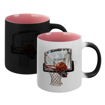 Basketball, Κούπα Μαγική εσωτερικό ΡΟΖ, κεραμική 330ml που αλλάζει χρώμα με το ζεστό ρόφημα (1 τεμάχιο)