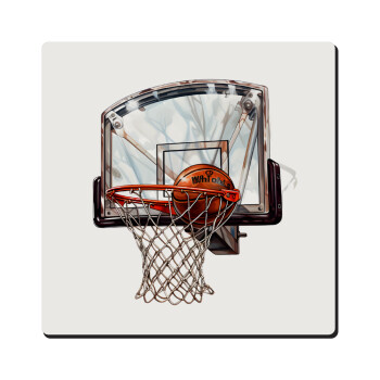 Basketball, Τετράγωνο μαγνητάκι ξύλινο 6x6cm