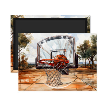 Basketball, Ορθογώνιο μαγνητάκι ψυγείου διάστασης 9x6cm