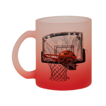 Basketball, Κούπα γυάλινη δίχρωμη με βάση το κόκκινο ματ, 330ml
