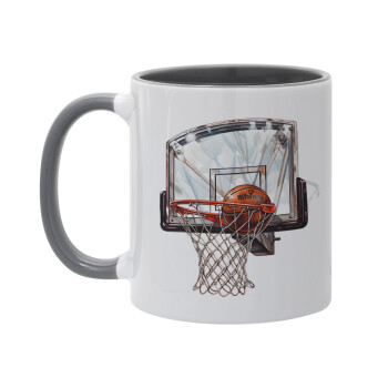 Basketball, Κούπα χρωματιστή γκρι, κεραμική, 330ml