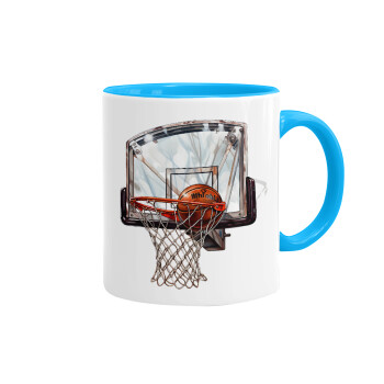 Basketball, Mug colored light blue, ceramic, 330ml